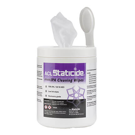 ACL Staticide 7600 IPA Cleaning Wipes, Canister of 100