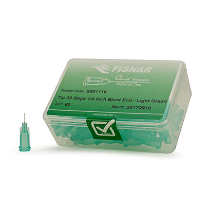Fisnar QuantX™ 8001116 Straight Blunt End Needle Light Green 0.25 in x 33 ga