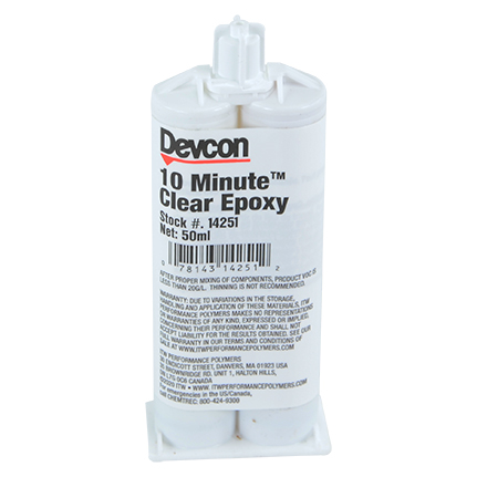 ITW Performance Polymers Devcon 10 Minute Epoxy Adhesive Clear 50 mL Cartridge
